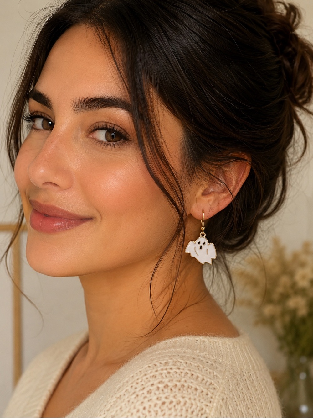 🎇Multi🎇Gold Earrings with White Ghost Charm (3/$15)